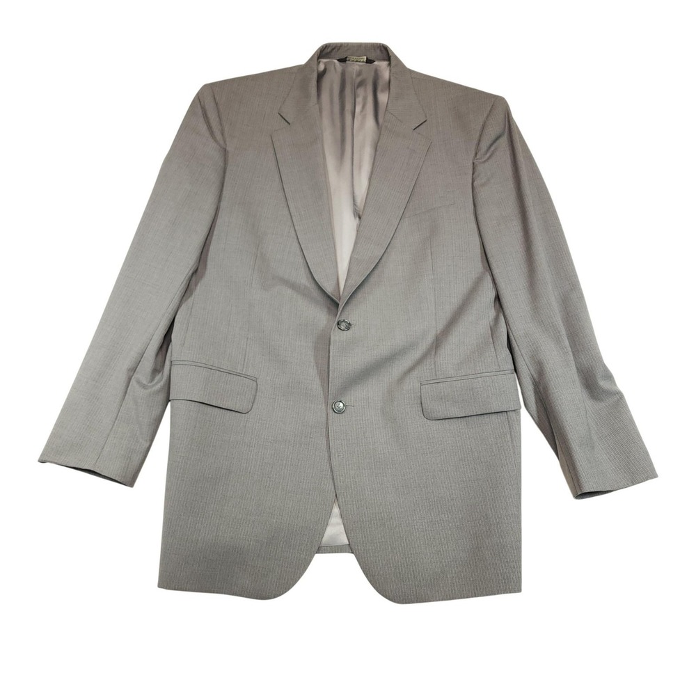 Jos. A. Bank Suit Jacket Mens 42L Gray Striped Wool Two Button Blazer Long